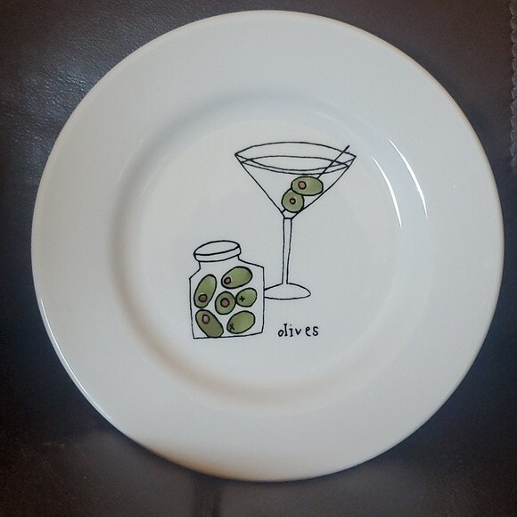 6 Signature Martini Appetizer Canape Plates 6 3/4" Ursula Dodge Porcelain - Picture 5 of 16